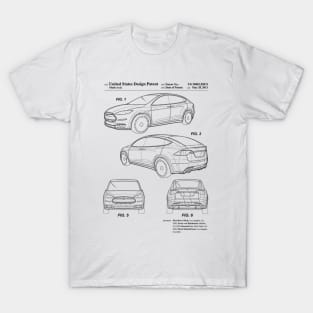 Tesla Model X Patent Black T-Shirt